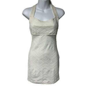 Free People Off White Cream Bodycon Sleeveless Mini Dress XS Mesh Textured Y2K